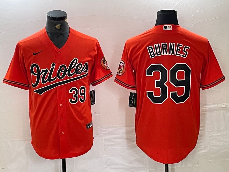 Men Baltimore Orioles 39 Burnes Orange 2024 Nike Game MLB Jersey